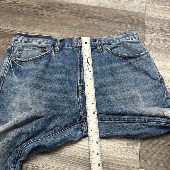 American Eagle Mid Wash Faded Blue Mens 32x32 Relaxed Fit Straight Denim Jeans - Picture 9 of 13